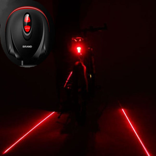 Cycling Bike Bicycle 2 Laser Projector Red Lamps Beam and 3 LED Rear Tail Lights