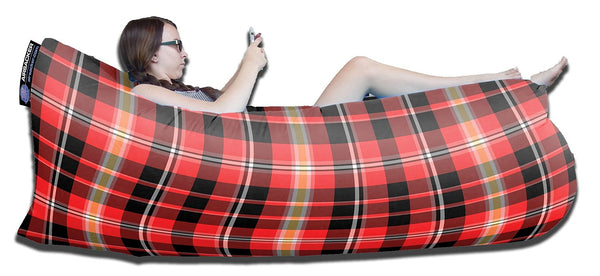 Inflatable Hammock Lounger - Plaid: AIRSACKER Inflatable Hammock Lounger Pool Float Air Chair Lounger Sofa. Music Festivals Camping & Picnics - Folding Air Bed | Compact Carry Bag - Fashionista Designs - Plaid