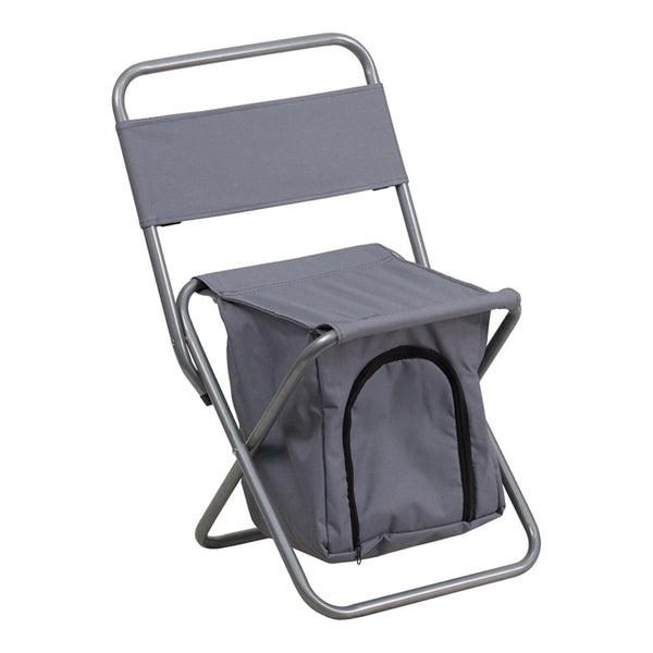Flash Furniture Folding Camping Chair with Insulated Storage in Gray