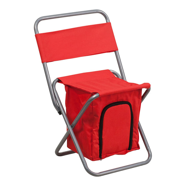 Flash Furniture Folding Camping Chair with Insulated Storage in Red