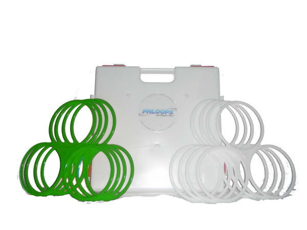 Phloops Outdoor Party Camping Tailgating Event Multiplayer Complete Ring Toss Game Green and White
